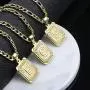 Joycuff Gold Square Initial Necklaces for Women Men Teen Girls Boys Husband Dad Mom Daughter Personalized Name 26 Alphabets Stainless Steel Figaro Chain Vintage Medallion Pendant Necklace