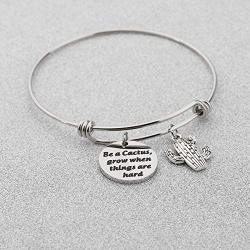 BAUNA Cactus Desert Pendant Jewelry Spiky Succulent Cactus Lovers Gift Be A Cactus Grow When Things are Hard Inspirational Saguaro Cacti Charms Bracelet for Women