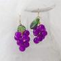 DAMLENG Unique Cute Creative Fruits Dangle Drop Earrings Sparkly Crystal Grape Earring With Green Leaf for Women Girls Statement Jewelry Gifts