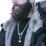 Viking Stainless Steel Odins Wolf Head Geri and Freki Handmade Heavy Duty Chain with Thor Hammer Mjolnir Pendant Necklace