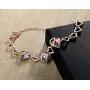 Leafael 18K Rose Gold Plated Love Heart Link Bracelet with Healing Stone Crystal Jewelry Gifts for Women, 7'' Chain + 2'' Extender