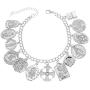 RechicGu Catholic Religious Church Medals Cross Chain Cuff Bracelet Bangle Charm Inspirational Bible Jesus Saints Pray for US