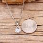 Dainty Platinum Plated Round Cubic Zirconia Teardop Pendant Necklace for Women Teen Girls ZY041