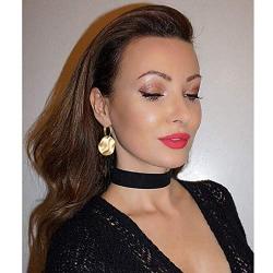 Round Disc Circle Plate Minimalist Fishhook Elegant Dangle Drop Earrings Chic Geometric Dangling Hanging Fashion Lightweight Simple Modern Statement Jewelry Gifts