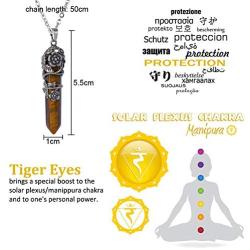 OCARLY Natural Gemstone Point Hexagonal Pendant Flower Pendulum Necklace Healing Crystal Chakra Jewelry