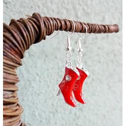 Enamel Dangle Western Rhinestone Cowboy Boot Earrings by Pashal