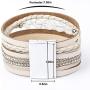 Leather Wrap Bracelets for Women, Multilayer Boho Double Wrap Bracelet Marble Beads Boho Wrap Bracelet Magnetic Clasp Cuff Bracelet Bohemian Jewelry Gift for Women