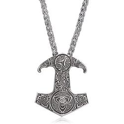 LANGHONG Legendry Nordic Viking Thors Hammer with Raven Necklace Jewelry Talisman