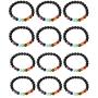 LOYALLOOK 6-12PCS Lava Stone Bracelet Chakras Bead Natural Stone Bracelet Oil Diffuser Bracelet
