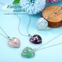 Heart Healing Crystal Necklaces Quartz Silver Rose Wrapped Gemstone Jewelry Heart Healing Crystal Necklaces Quartz Silver Rose Wrapped Gemstone Jewelry