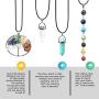 The Chakra Box - Chakra Necklace & Jewelry Complete Kit Essential Oil Lava Stone Bracelets & Gemstone Healing Crystal Necklaces l 7 Piece Complete Kit