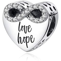 Syangpang Love Hope Charms for Fit Pandora Charms Bracelet 925 Sterling Silver Heart Beads Infinite Love Luck Charms for Bracelet Gift for Women and Girl