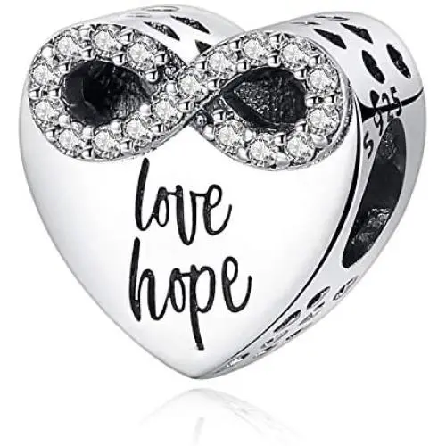 Syangpang Love Hope Charms for Fit Pandora Charms Bracelet 925 Sterling Silver Heart Beads Infinite Love Luck Charms for Bracelet Gift for Women and Girl