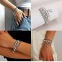 tenghong2021 Layered Rhinestone Cuban Necklaces Bracelet Set Layering Miami Butterflies Collar Cuban Link Chain Lock Pendant Necklace Bracelet Tennis Zirconia Bling Butterfly Chokers