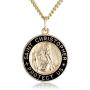 14k Gold-Filled Solid Round Saint Christopher Medal with Black Epoxy Border and Gold Plated Stainless Steel Chain, 20''