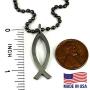 FORGIVEN JEWELRY Jesus Fish Large Ichthus GunmetalColor Finish Necklace