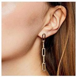 BELUCKIN Chain Link Dangle Stud Earrings Statement Minimalist Jewelry