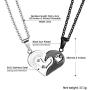 Couple Heart/Cat Necklaces, 2pcs Necklaces/Set, Black/18K Real Gold Plated 316L Stainless Steel, Mens Womens Jewelry (with Gift Box)