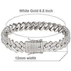 PY BLING 14K Gold/White Rose Gold Plated 12mm Hip Hop Full Iced Out Miami Cuban Link Chain Choker CZ Lab Diamond Necklace/Bracelet for Men and Women