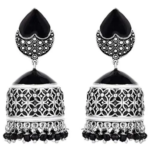 Aheli Antique Indian Oxidized Enamel Drop Dangle Jhumki Earrings Ethnic Traditional Wedding Party Wear Fashion Jewelry for Women Girls Aheli Antique Indian Oxidized Enamel Drop Dangle Jhumki Earrings Ethnic Traditional Wedding Party Wear Fashion Jewelry for Women Girls