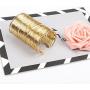 QTMY Alloy Metal Gold Thin Thread Wire Open Cuff Wide Bracelet Bangle