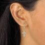 14K Yellow Gold-Plated Genuine Diamond Accent Wrapped Cross Earring and Necklace Set 18''-20''