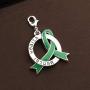 CENWA Mental Health Awareness Green Ribbon Necklace/Zipper Pull Mental Illness Jewelry Green Ribbon Depression Anxiety Warrior Gift