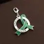 CENWA Mental Health Awareness Green Ribbon Necklace/Zipper Pull Mental Illness Jewelry Green Ribbon Depression Anxiety Warrior Gift