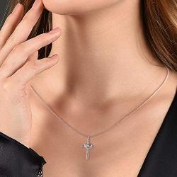 GRECIA White Gold Sloth Necklace for Women Girls, Silver Cross Pendant Necklace Jewelry Gift for Her on Anniversary, Birthday