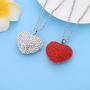 Ouran Long Necklace for Women,Love Heart Pendant Necklace for Girls Gift Silver Chain Necklace with CZ Crystal