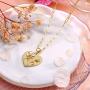 Hidepoo Birth Flower Necklaces for Women, 14K Gold Plated Dainty Paperclip Chain Engraved Floral Heart Necklace Simple Birth Month Flower Pendant Necklace Personalized Jewelry Birthday Gift for Women