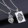CEAROJEL Couple Necklace for Men Women - Puzzle Jewelry Anatomical Heart Pendant Necklace Stainless Steel Chain Collar, for Him Her