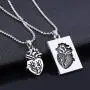 CEAROJEL Couple Necklace for Men Women - Puzzle Jewelry Anatomical Heart Pendant Necklace Stainless Steel Chain Collar, for Him Her