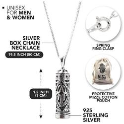 925 Sterling Silver Traveler’s Prayer Mezuzah Pendant & Prayer Box Charm Pendant on 19.5” Box Chain Necklace - Ideal Men & Women Protection Jewelry Gift
