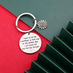 Inspirational Keychain I Want To Be Like a Sunflower So That Even On The Darkest Days Sunflowers Floral Gift Spiritual Gifts for Women(like a sunflower KR)