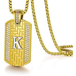 ETEVON Initial Necklace for Men Capital Letter Pendant Gold Plated Golden Chain A-Z Personalized Hip Pop Anniversary Valentines Day Birthday Jewelry Gift for Men Him Husband Boyfriend Father Boys
