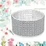JEWMAY Yumei Jewelry 8 Strand Rhinestone Stretch Bracelet Silver-tone Sparking Tennis Bracelet JEWMAY Yumei Jewelry 8 Strand Rhinestone Stretch Bracelet Silver-tone Sparking Tennis Bracelet