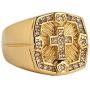 AsAlways Mens Retro Vintage Crusade Cross Biker Religious 18K Gold Plated Stainless Steel Cubic Zirconia CZ Cross Paladin Ring Size 7-13
