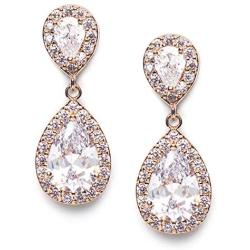 SWEETV Cubic Zirconia Teardrop Bridal Earrings, Rhinestone Dangle Earrings for Wedding Prom Anniversary