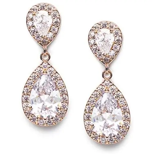 SWEETV Cubic Zirconia Teardrop Bridal Earrings, Rhinestone Dangle Earrings for Wedding Prom Anniversary SWEETV Cubic Zirconia Teardrop Bridal Earrings, Rhinestone Dangle Earrings for Wedding Prom Anniversary