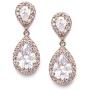 SWEETV Cubic Zirconia Teardrop Bridal Earrings, Rhinestone Dangle Earrings for Wedding Prom Anniversary