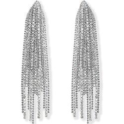 Humble Chic Simulated Diamond Long Earrings for Women - Cubic Zirconia Crystal Statement Dangle Earrings - Hypoallergenic and Safe for Sensitive Ears
