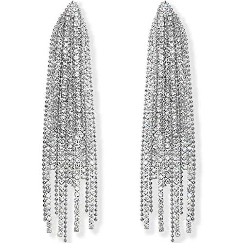 Humble Chic Simulated Diamond Long Earrings for Women - Cubic Zirconia Crystal Statement Dangle Earrings - Hypoallergenic and Safe for Sensitive Ears