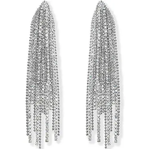 Humble Chic Simulated Diamond Long Earrings for Women - Cubic Zirconia Crystal Statement Dangle Earrings - Hypoallergenic and Safe for Sensitive Ears
