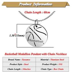 Xusamss Punk Jewelry Titanium Steel Basketball Medallion Pendant Coin Necklace