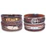 LOLIAS Women Multi-Layer Leather Wrap Bracelet Handmade Boho Tree of Life Wristband Braided Rope Cuff Bangle with Magnetic Buckle Jewelry 2 Pack