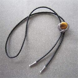 Haina Bolo Tie for Men Women Western Cowboy Cowgirl Eagle Bola Tie Genuine Leather String Natural Stone Tiger Eye Vintage Jewelry