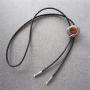 Haina Bolo Tie for Men Women Western Cowboy Cowgirl Eagle Bola Tie Genuine Leather String Natural Stone Tiger Eye Vintage Jewelry