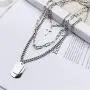 YOPQ 2Pcs Lock Statement Pendant Necklace Long Chain Punk Multilayer Choker Necklace For Women Man Girls YOPQ 2Pcs Lock Statement Pendant Necklace Long Chain Punk Multilayer Choker Necklace For Women Man Girls