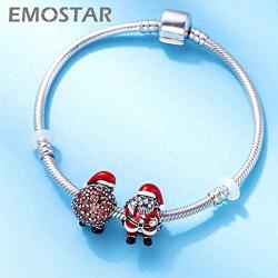 EMOSTAR Christmas Series Charms fits DIY Xmas Bracelet -Crystalized Snowflake, Festive Tree, Christmas House, Santa Claus Carry with Gift Bag, Christmas Stocking, Reindeer Charms